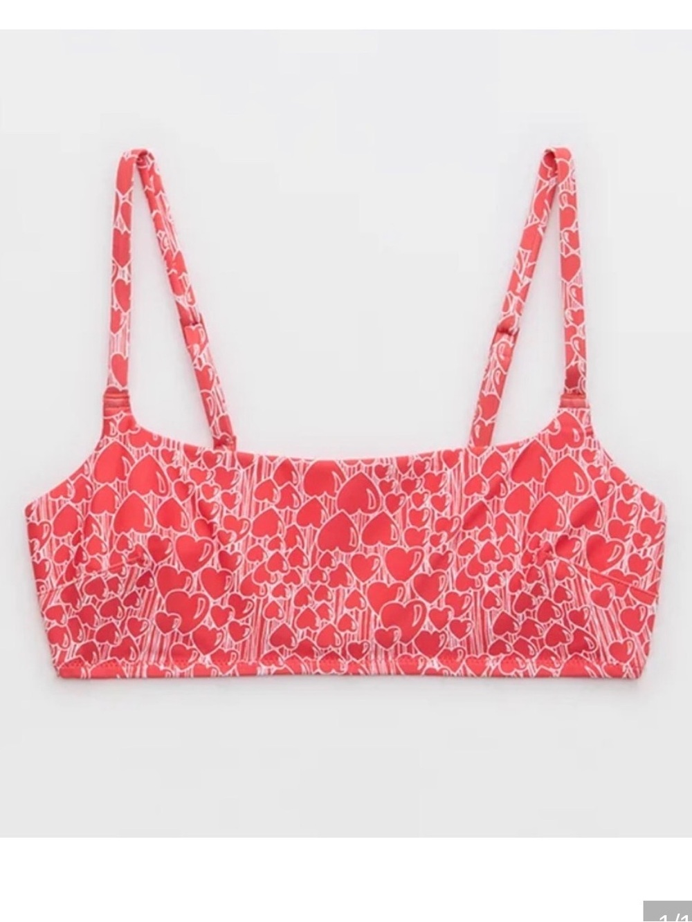 aerie red Pink Heart Print Bikini Top and Bottoms